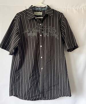 Ambiguous XL Short Sleeve Striped Button Down Shirt Y2K Skater Streetwear